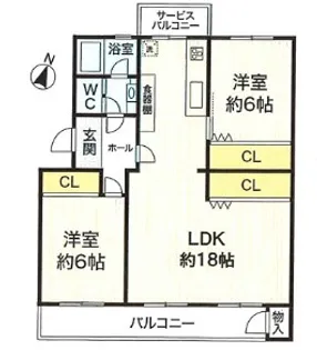 須磨一ノ谷グリーンハイツ【2階】の間取り