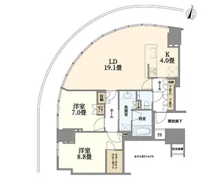 Brillia Tower 堂島【21階】の間取り