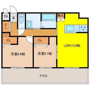 ジュノール千歳真々地【1階】の間取り