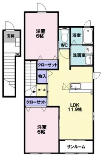 ウィスティリア パディ壱番館【2階】の間取り