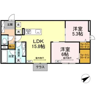 トリシア大慈寺町 B【1階】の間取り