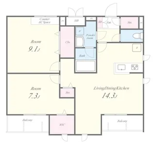 ベルヴィル千光前【3階】の間取り