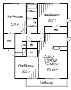 PARK HILLS MIYAKO【1階】の間取り
