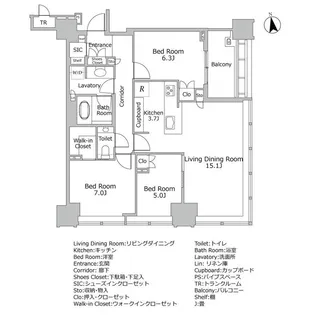 白金ザ・スカイ E棟【21階】の間取り