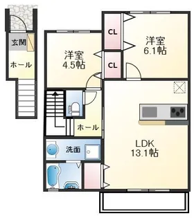 メゾンmomo トロワ【2階】の間取り
