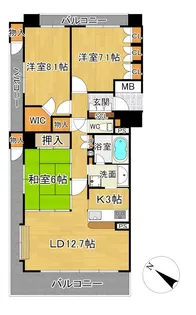 サンデュエル弘前駅前II【9階】の間取り