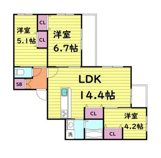 ゼンラフォーレ緑橋III【5階】の間取り