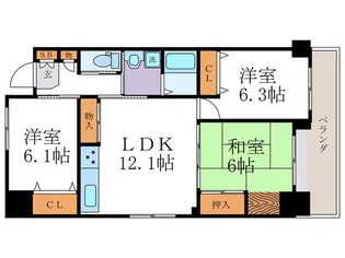 フレア五条【2階】の間取り