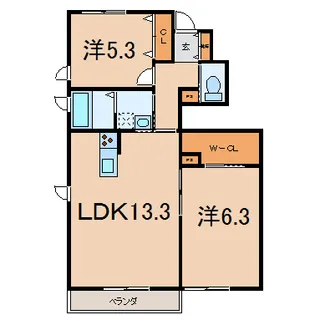 コルムイーストII【1階】の間取り