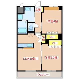 ベルビューMOMO II【2階】の間取り