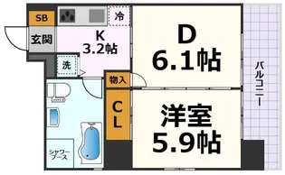 レインボーピア記念橋【6階】の間取り