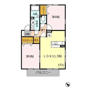 埼玉県川越市大字的場【アパート】の間取り