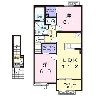 リバーサイドハウスB【2階】の間取り