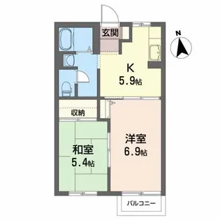 メゾン・ジョワイユ B【1階】の間取り