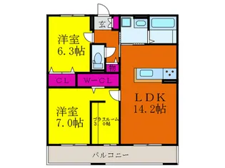 セジュール ド ソレイユII A棟【2階】の間取り