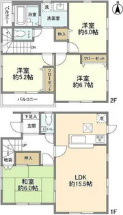 神奈川県横浜市緑区北八朔町【一戸建】の間取り