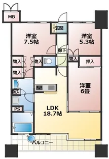 サーパス天神の森二番館【4階】の間取り