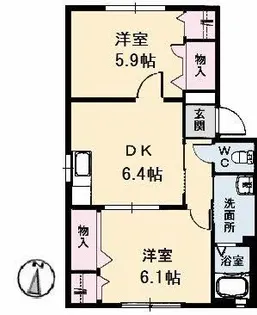 メゾン ド ウィステリア B棟【1階】の間取り