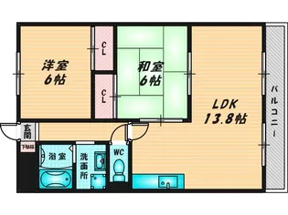 シロハイヌ小阪【1階】の間取り