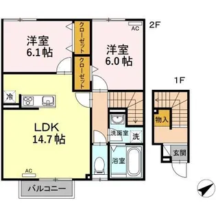 セゾン拾石 D棟【2階】の間取り