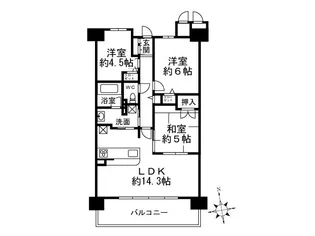 ファインフラッツ山科音羽【4階】の間取り