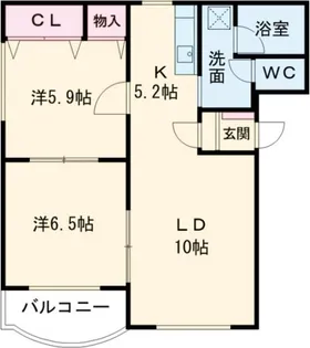 ミヤビタウンE棟【3階】の間取り