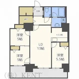 プレミスト琴似スカイクロスタワー【2階】の間取り