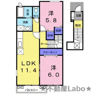 徳島県板野郡上板町引野字東原【アパート】の間取り
