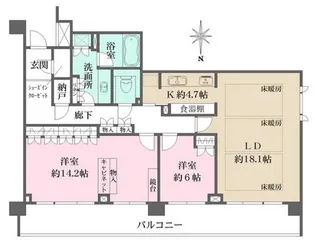 ザ・パークハウス京都鴨川御所東【5階】の間取り