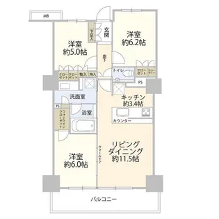 プライムパークス品川シーサイド ザ・タワー【24階】の間取り