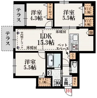 グレースコート【1階】の間取り