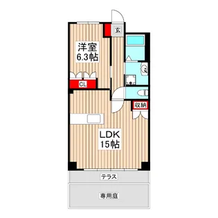 ガーデニングヒルズ北野345【1階】の間取り