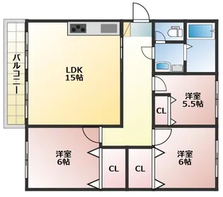 船橋ハイツ2号棟【4階】の間取り
