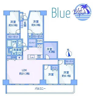 大船第参パークタウン F棟【5階】の間取り