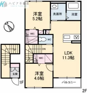 ディアー・フォークス【2階】の間取り