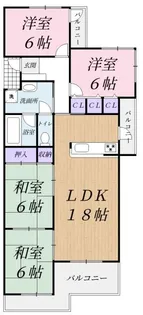 朝日プラザ生駒セントヒルズ【3階】の間取り