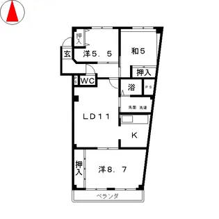 ハーモニー山本【5階】の間取り