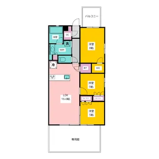 レ・ジェイドシティ橋本III【1階】の間取り