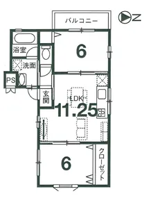 2LDKの間取り画像