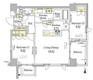 パークアクシス錦糸町・親水公園【7階】の間取り