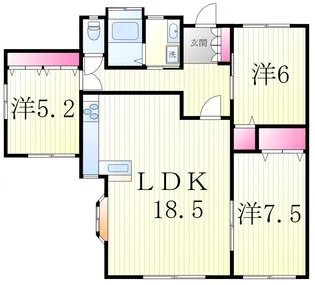 ラフィーヌ鶴貝【1階】の間取り