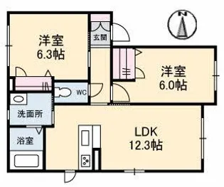 シャーメゾン林田【1階】の間取り