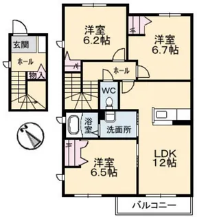 フラットスクエア庚午北【2階】の間取り