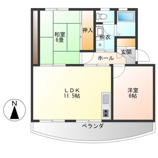 駅北マンションB棟【1階】の間取り