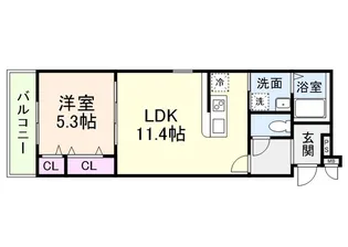 フジパレス住吉遠里小野V番館【2階】の間取り