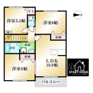 バーシア名賀【2階】の間取り