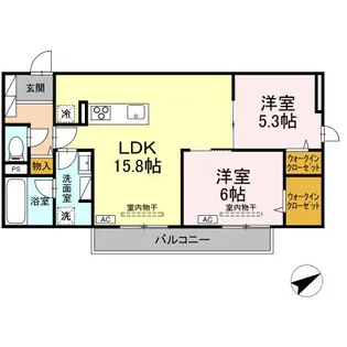 トリシア大慈寺町 B【2階】の間取り