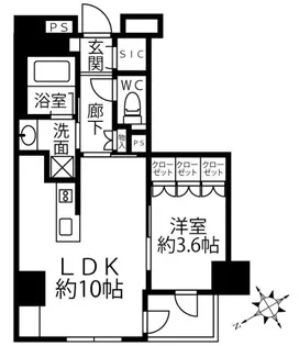 クリオラベルヴィ新富町【3階】の間取り