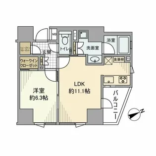 ディアクオーレ白金高輪【6階】の間取り