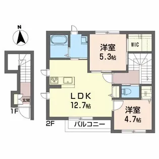 ソワサントゥディザンA【2階】の間取り